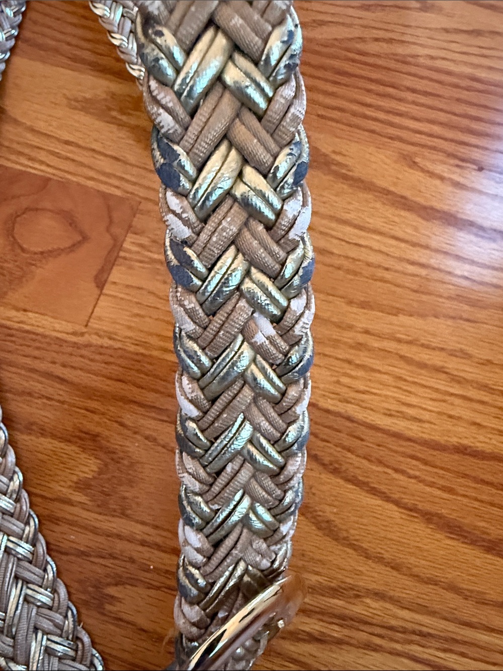 Amiee Lynn Braided Metallic Gold and Brown/Tan/Beige Belt Size 5X - Picture 5 of 6